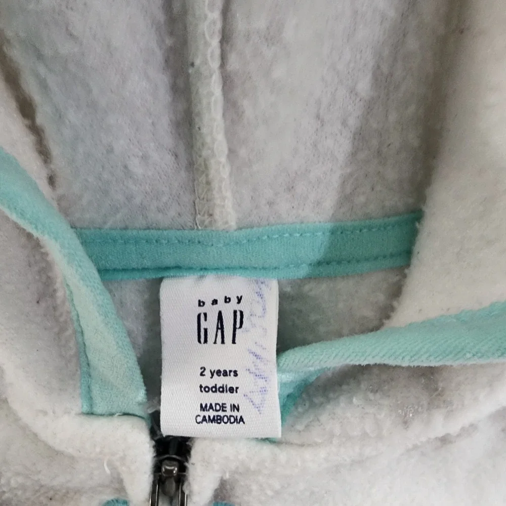 Baby Gap White Star‎ Fuzzy Fleece Zip Up Hoodie Jacket Toddler 2 Years